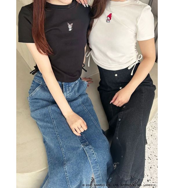 MERCURYDUO「【メロクロコラボ】マイメロディワンポイント刺繍クロップドTシャツ」|Tシャツ・カットソー|