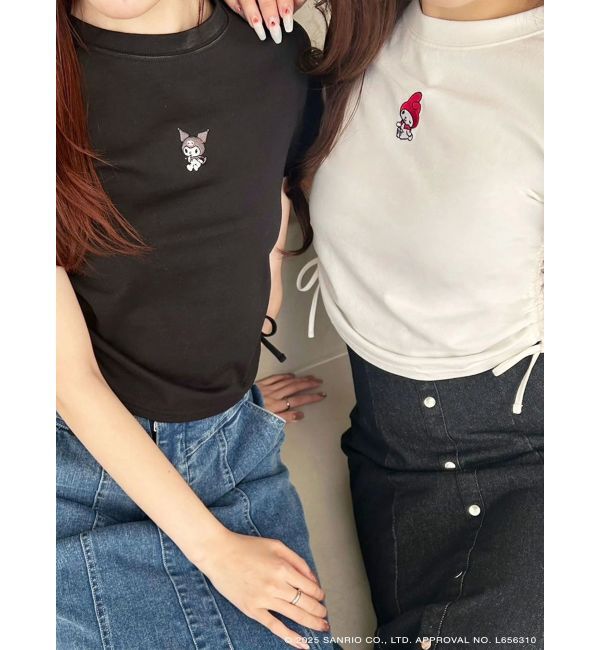 MERCURYDUO「【メロクロコラボ】マイメロディワンポイント刺繍クロップドTシャツ」|Tシャツ・カットソー|