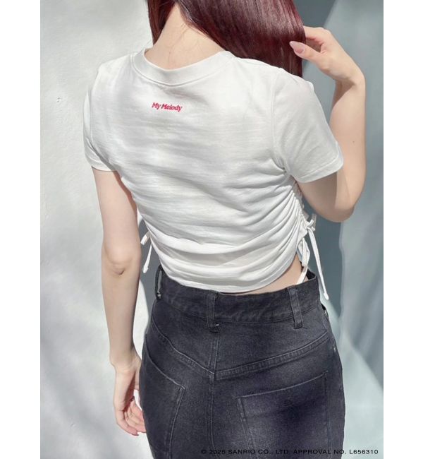 MERCURYDUO「【メロクロコラボ】マイメロディワンポイント刺繍クロップドTシャツ」|Tシャツ・カットソー|