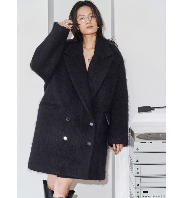 Ungrid「【Htage】モヘア混ロングシャギービッグジャケットコート」|その他|ブラック