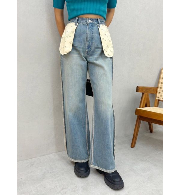 EVRIS「リバースワイドデニムパンツ」|デニム|ブルー