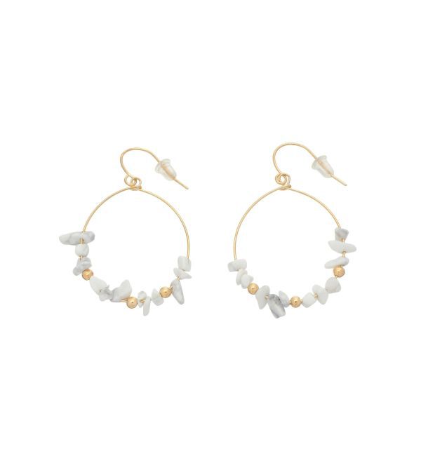 EVRIS「STONE HOOP ピアス」|ピアス|ホワイト