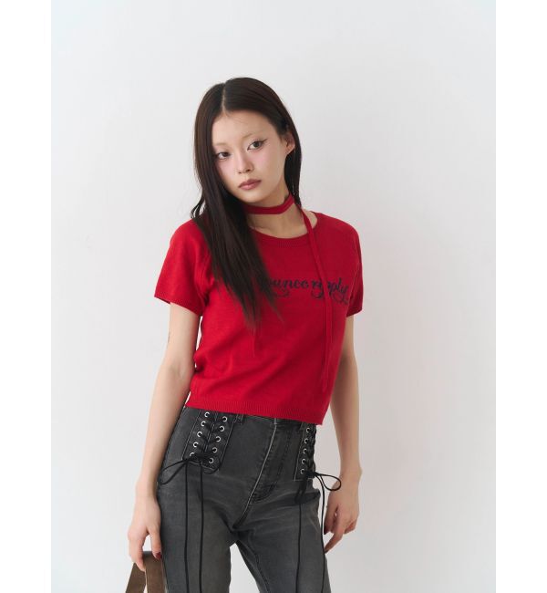 jouetie「コンパクトニットトップス」|Tシャツ・カットソー|レッド