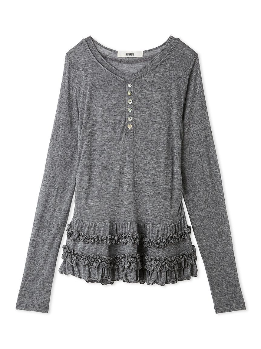 FURFUR「裾フリルジャージートップス」|Tシャツ・カットソー|GRY
