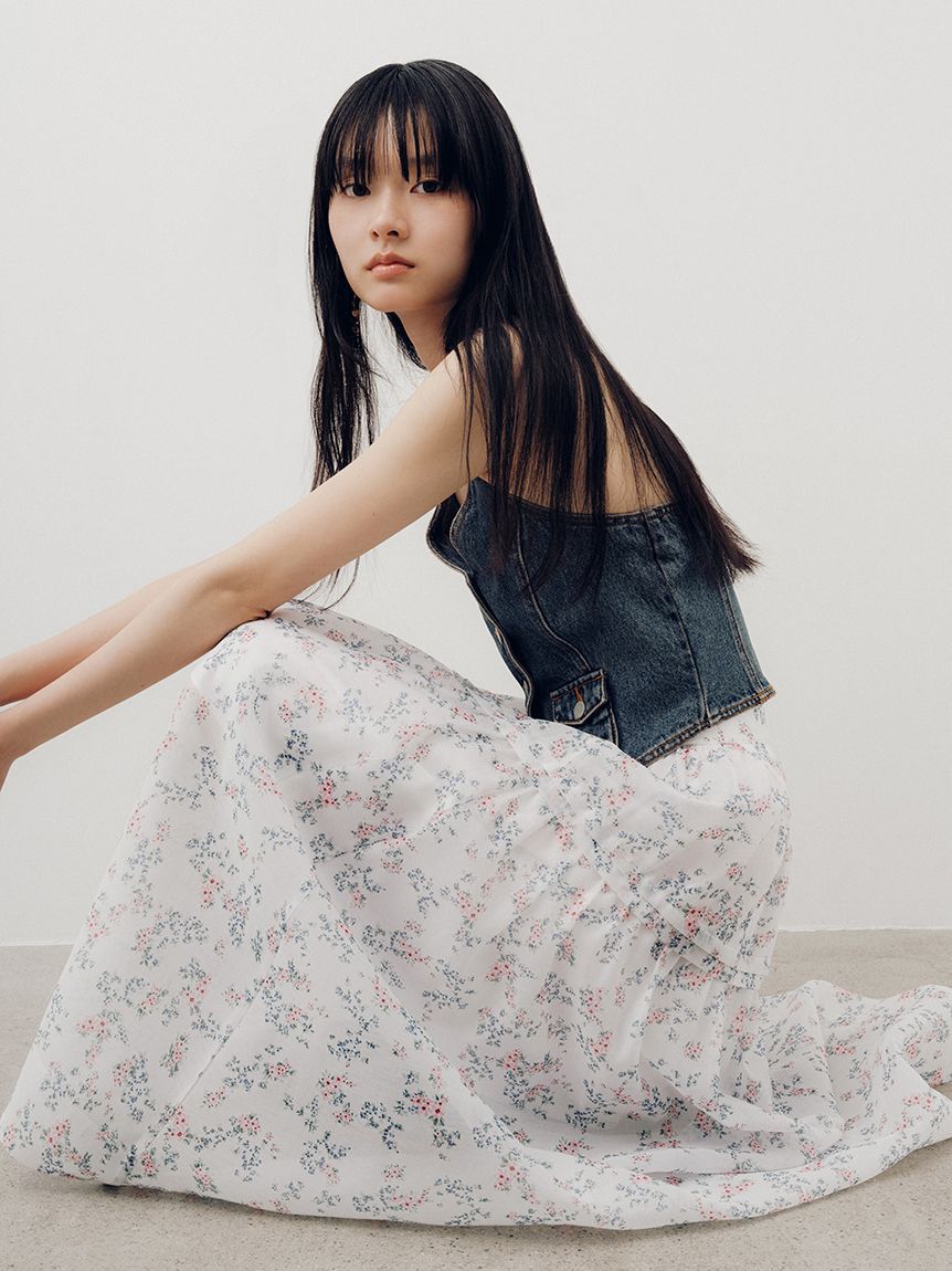LILY BROWN「フラワーボリュームシアースカート」|スカート|