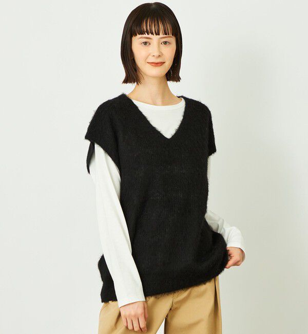 MACKINTOSH PHILOSOPHY「GREY LABEL モヘアミックスVネックベスト」|ニット・セーター|ブラック