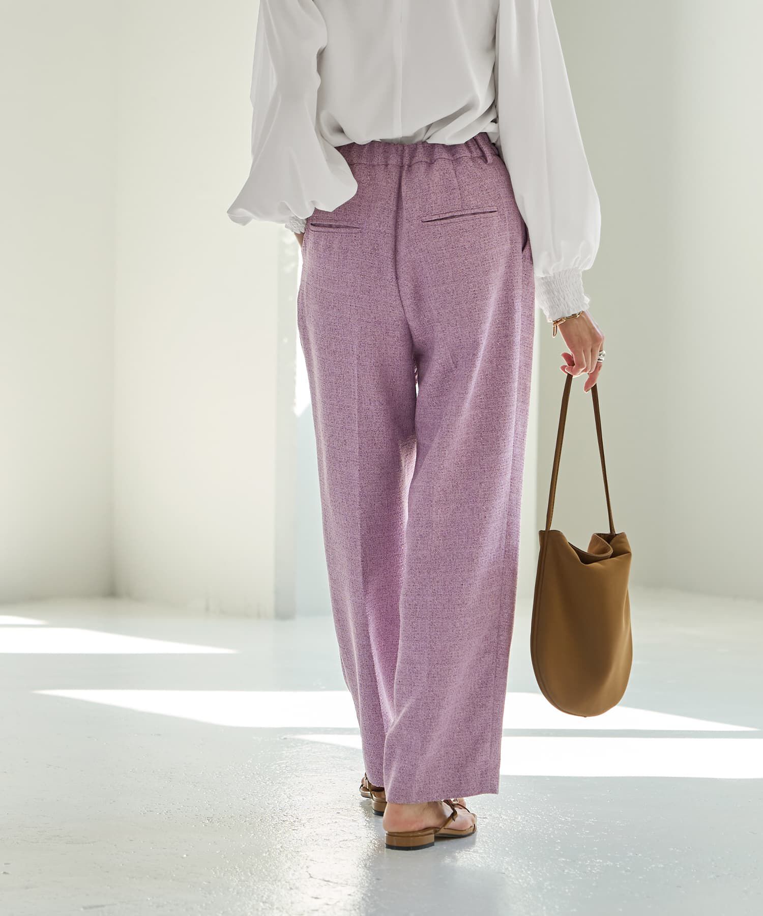 STYLE DELI「【LUXE】ライトツイードワイドパンツ」|スラックス|