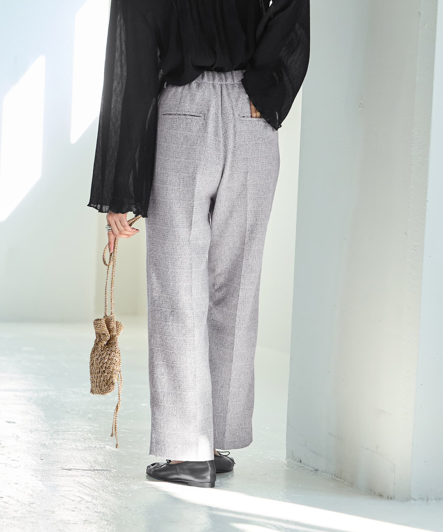 STYLE DELI「【LUXE】ライトツイードワイドパンツ」|スラックス|
