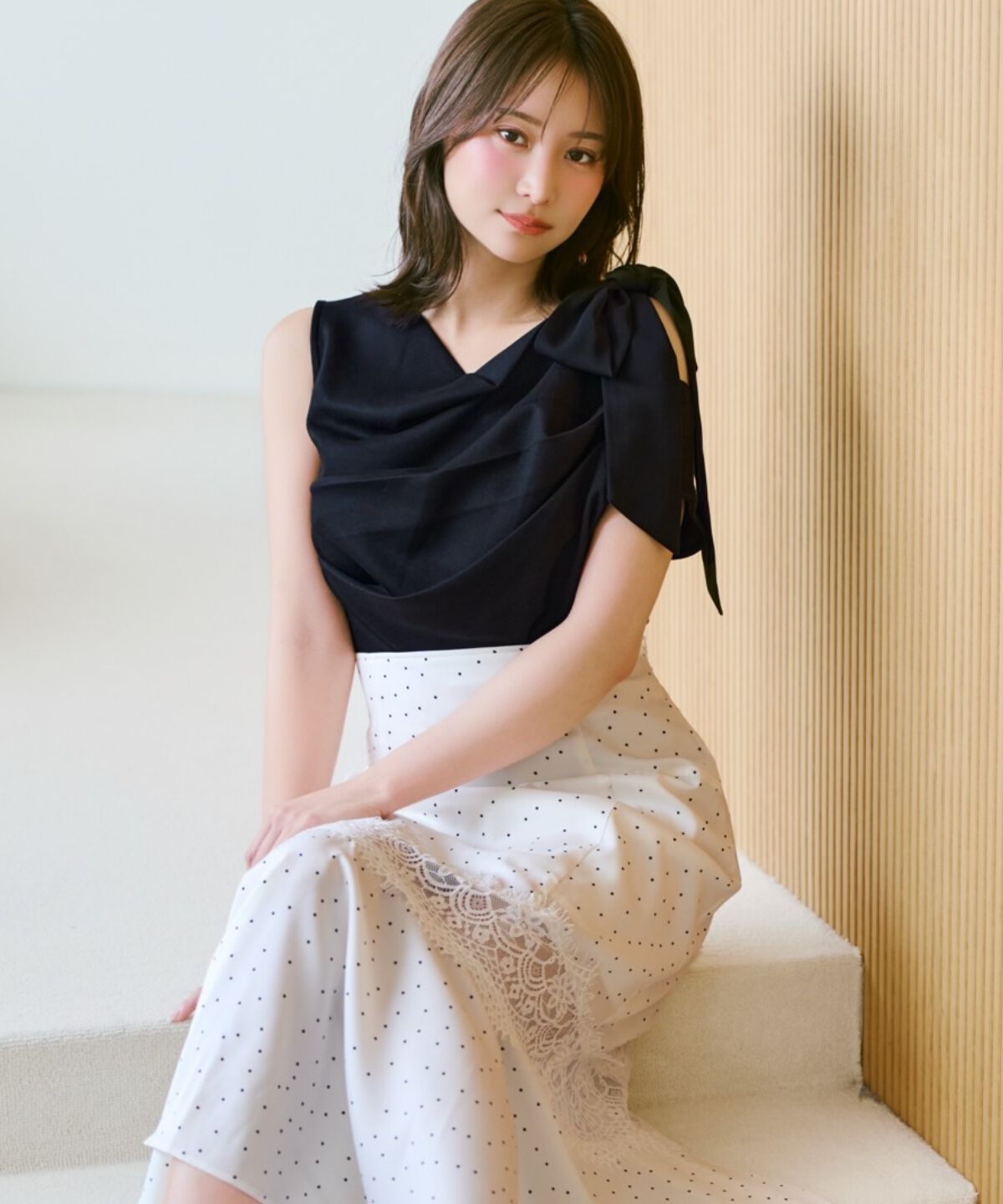 WILLSELECTION「リボンショルダードレープカットトップス」|Tシャツ・カットソー|