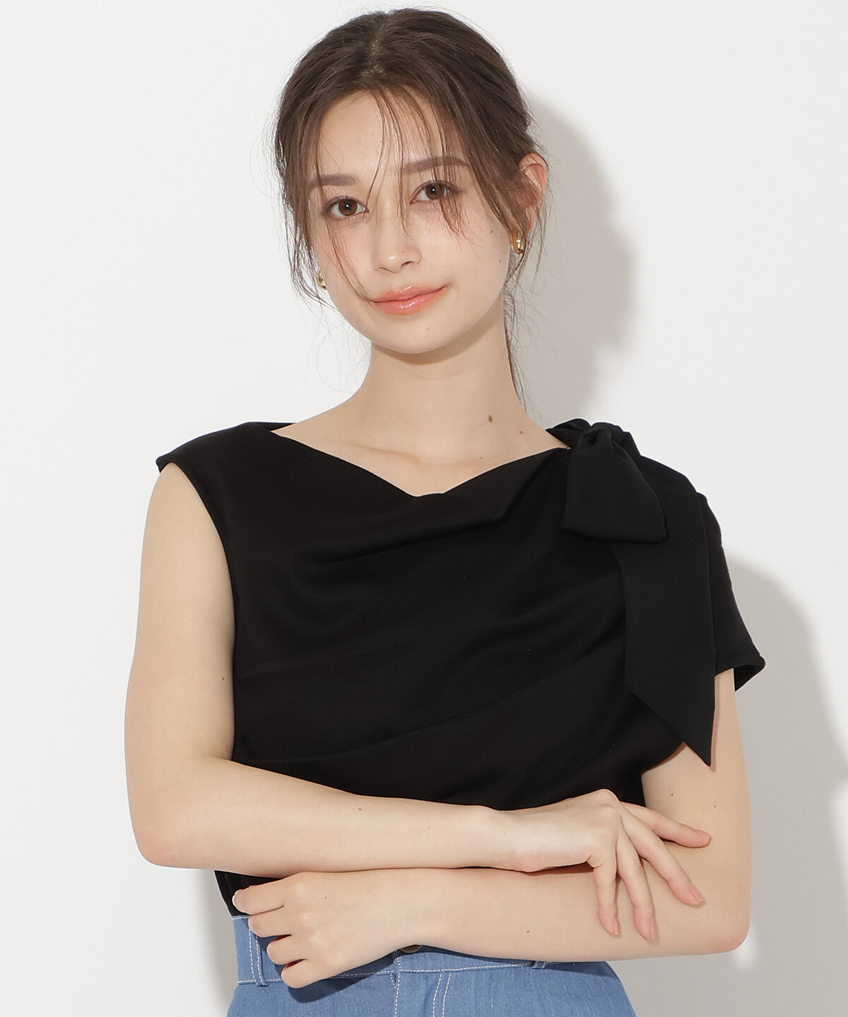 WILLSELECTION「リボンショルダードレープカットトップス」|Tシャツ・カットソー|