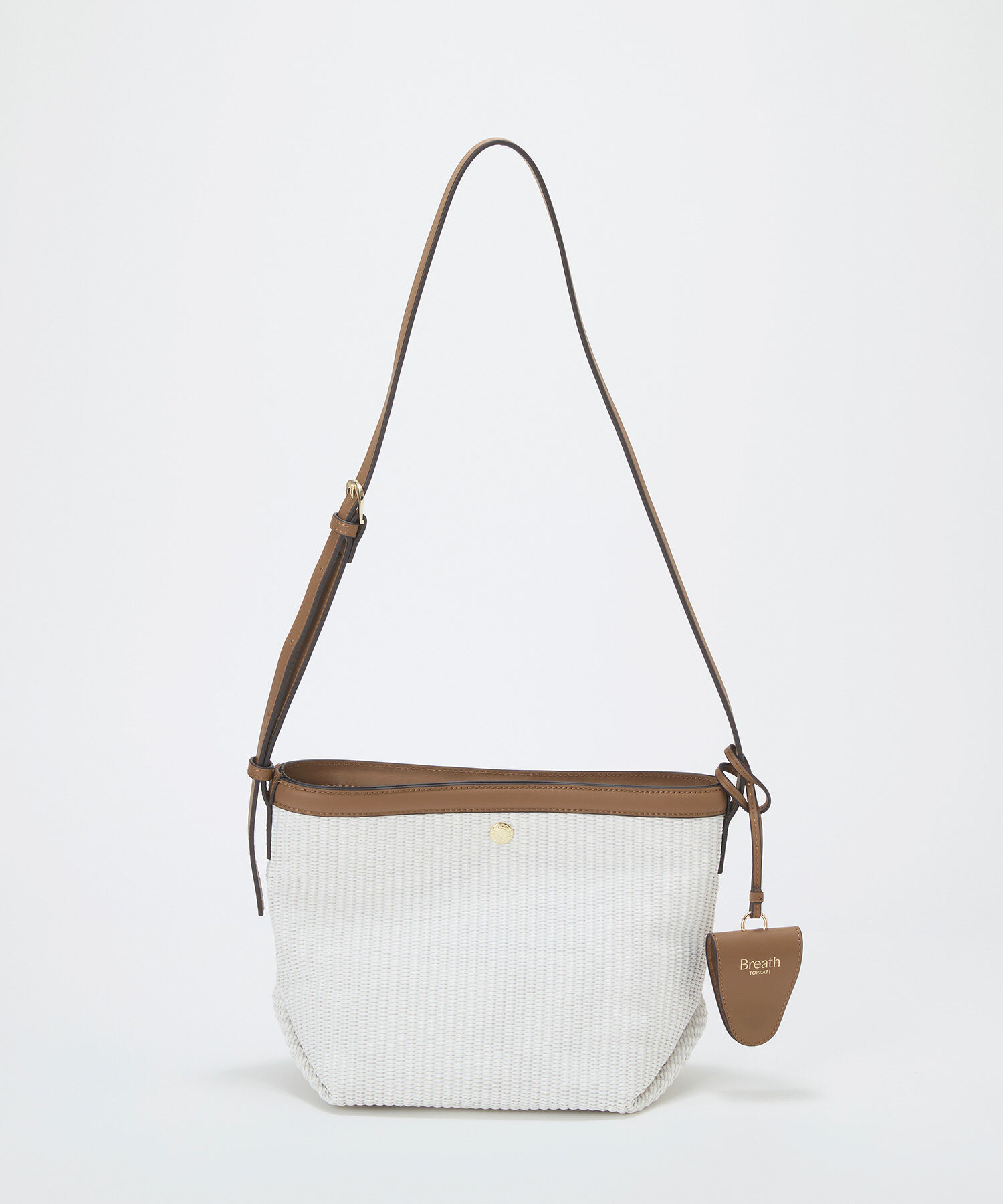 TOPKAPI BREATH「【Breath TOPKAPI】サングラスホルダー付き レザーコンビ カゴ ショルダーバッグ 」|ショルダー・メッセンジャー|ホワイト