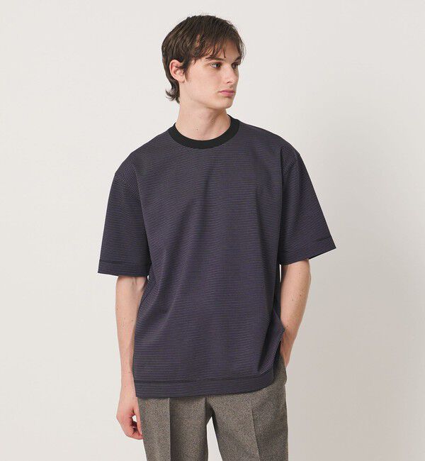 UNITED ARROWS「ポンチボーダー Tシャツ デオドラント 抗菌防臭 接触冷感」|Tシャツ・カットソー|