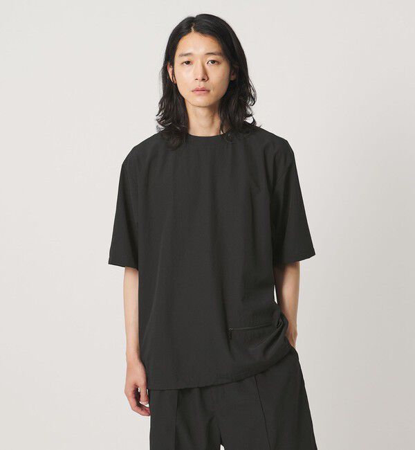 UNITED ARROWS「DotAir ドットエア ヘムコード クルーネック Tシャツ 吸水速乾 タテストレッチ」|Tシャツ・カットソー|BLACK