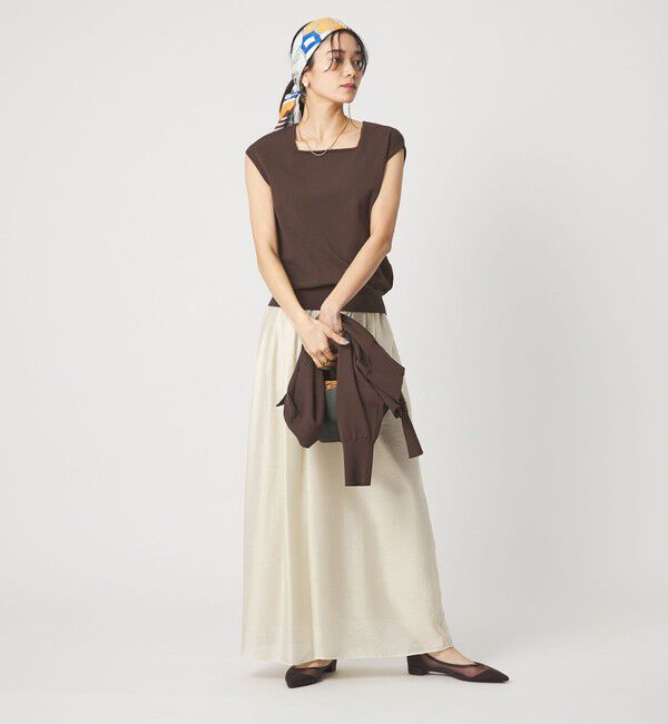 UNITED ARROWS green label relaxing「HIYOKE スクエアネック フレンチスリーブ ニット」|ニット・セーター|