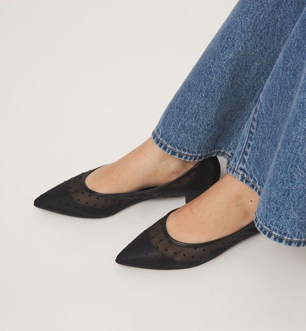UNITED ARROWS green label relaxing「ポインテッド チュール フラットシューズ」|パンプス|