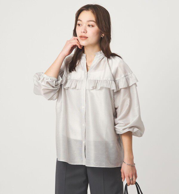 UNITED ARROWS green label relaxing「カールマイヤー ヨーク フリル ブラウス マシンウォッシャブル 通気性」|シャツ・ブラウス|