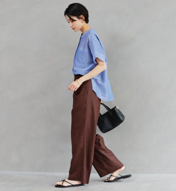 UNITED ARROWS green label relaxing「［size SHORT/TALLあり］ライト リネンライク ストレート パンツ UVカット 通気性」|スラックス|