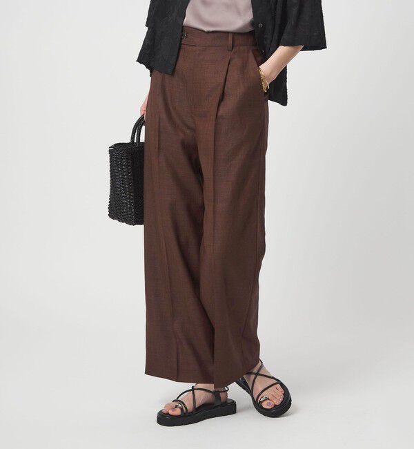 UNITED ARROWS green label relaxing「［size SHORT/TALLあり］ライト リネンライク ストレート パンツ UVカット 通気性」|スラックス|