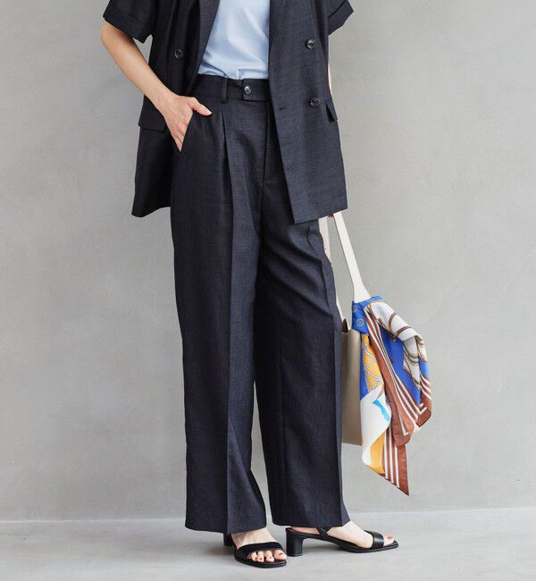 UNITED ARROWS green label relaxing「［size SHORT/TALLあり］ライト リネンライク ストレート パンツ UVカット 通気性」|スラックス|