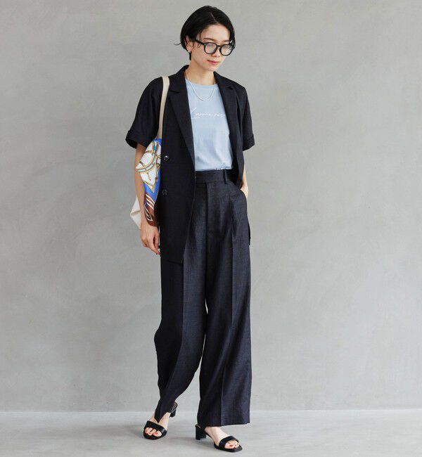 UNITED ARROWS green label relaxing「［size SHORT/TALLあり］ライト リネンライク ストレート パンツ UVカット 通気性」|スラックス|