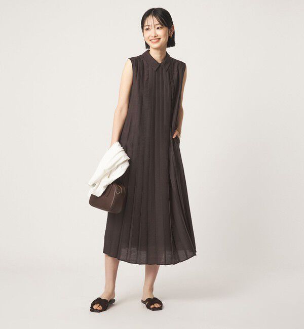 UNITED ARROWS green label relaxing「エリツキ プリーツ ノースリーブ ワンピース」|ワンピース|