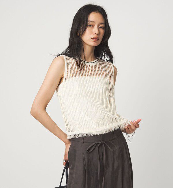 UNITED ARROWS green label relaxing「フリンジ ニット ベスト」|ベスト・ジレ|OFF WHITE