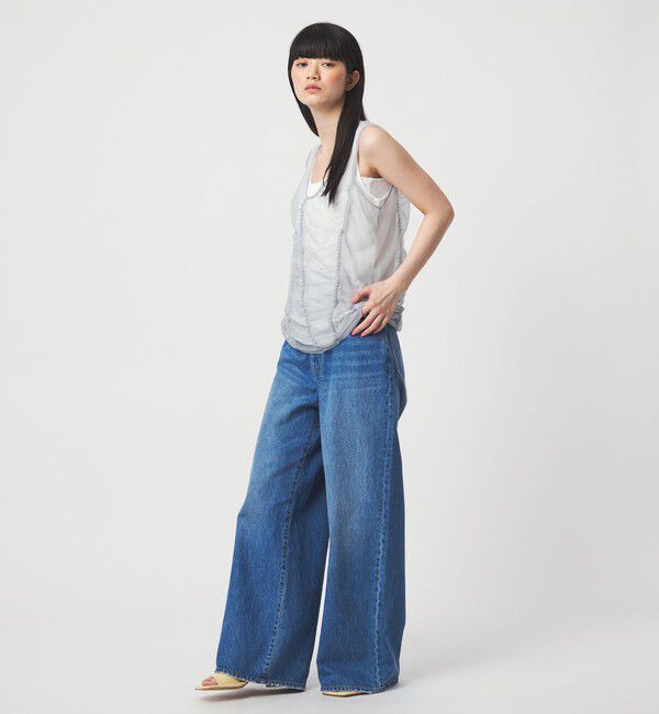 EMMEL REFINES「＜EMMEL REFINES＞EM フリルギャザー チュールレイヤー ノースリーブ」|Tシャツ・カットソー|