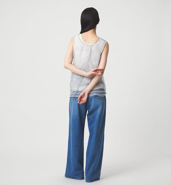 EMMEL REFINES「＜EMMEL REFINES＞EM フリルギャザー チュールレイヤー ノースリーブ」|Tシャツ・カットソー|