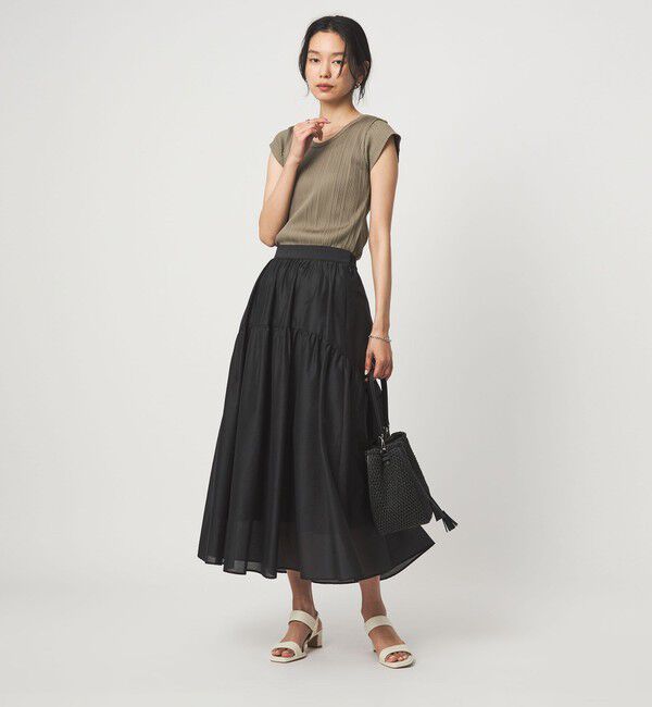 UNITED ARROWS green label relaxing「シアー ラウンド キリカエ ギャザー スカート」|フレア|