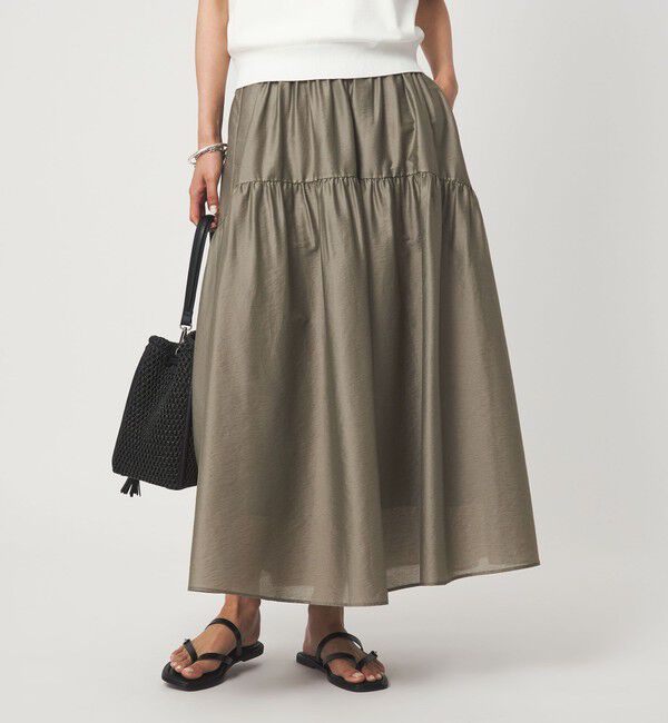 UNITED ARROWS green label relaxing「シアー ラウンド キリカエ ギャザー スカート」|フレア|