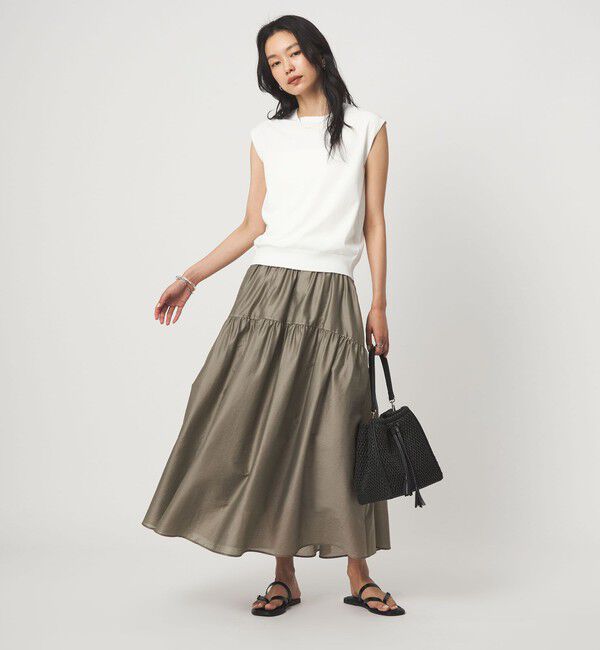UNITED ARROWS green label relaxing「シアー ラウンド キリカエ ギャザー スカート」|フレア|