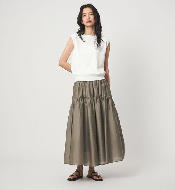 UNITED ARROWS green label relaxing「シアー ラウンド キリカエ ギャザー スカート」|フレア|