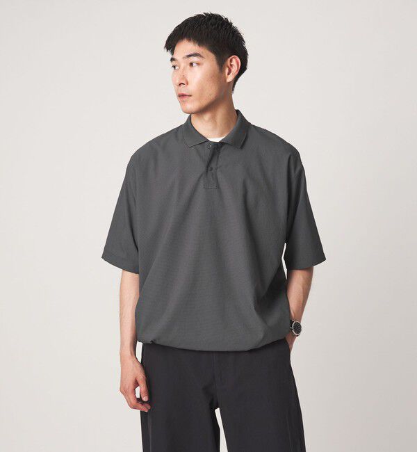 UNITED ARROWS green label relaxing「Dot Air ドローコード 半袖 ポロシャツ -ストレッチ-」|ポロシャツ|MD.GRAY