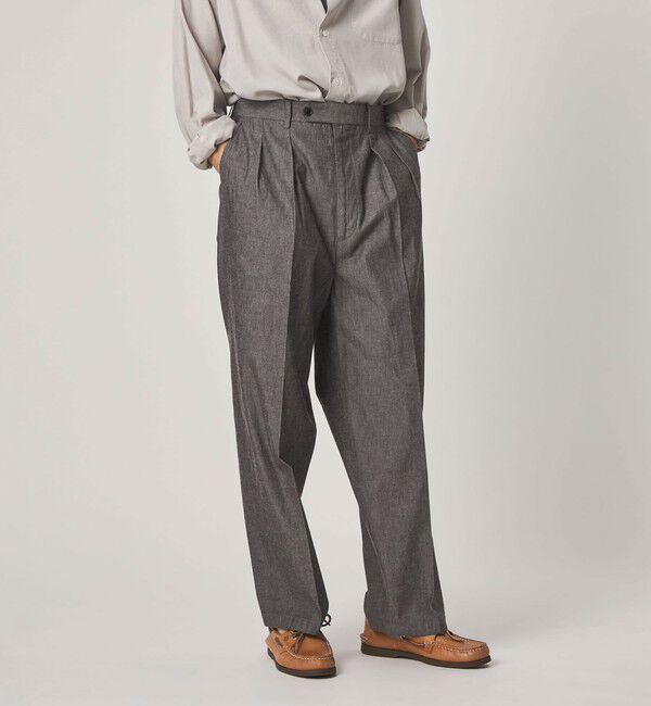 STEVEN ALAN「＜Steven Alan＞ デニムシャンブレー イン ツープリーツ ドレス トラウザーズ」|スラックス|