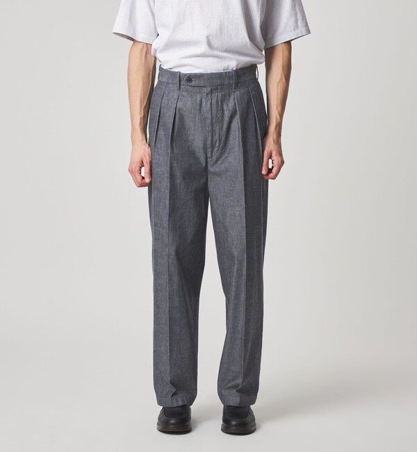 STEVEN ALAN「＜Steven Alan＞ デニムシャンブレー イン ツープリーツ ドレス トラウザーズ」|スラックス|