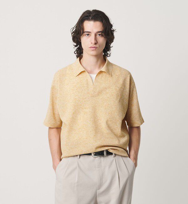BEAUTY&YOUTH UNITED ARROWS「KNITEE リネンブレンド ミラノ スキッパー ニット Tシャツ ウォッシャブル」|ニット・セーター|YELLOW