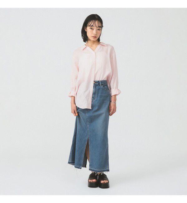 Ray BEAMS 「リネン スキッパー シャツ     26SS  日除け 紫外線対策 冷房対策 洗える 夏コーデ レジャー 麻」|シャツ・ブラウス|