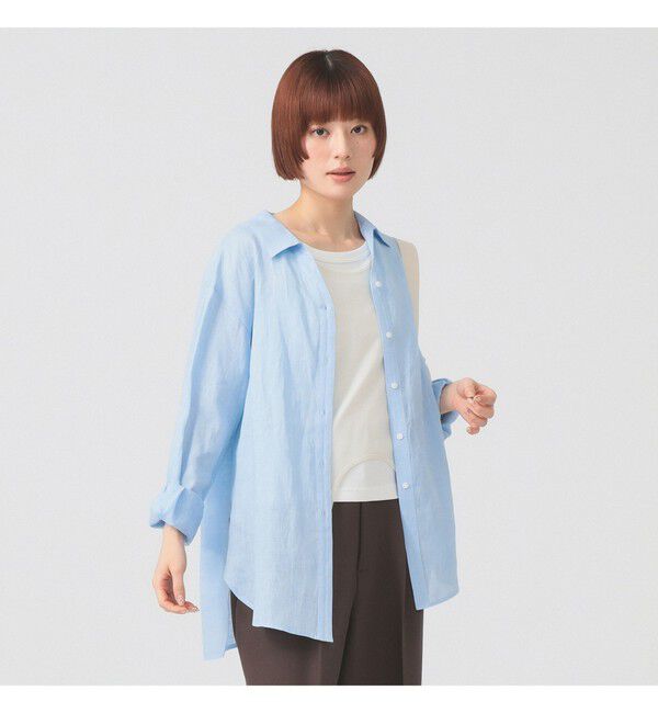 Ray BEAMS 「リネン スキッパー シャツ     26SS  日除け 紫外線対策 冷房対策 洗える 夏コーデ レジャー 麻」|シャツ・ブラウス|