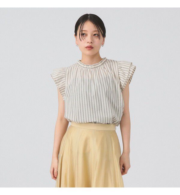 Ray BEAMS 「ストライプ ティアード フリルスリーブ ブラウス」|シャツ・ブラウス|OFF WHITE