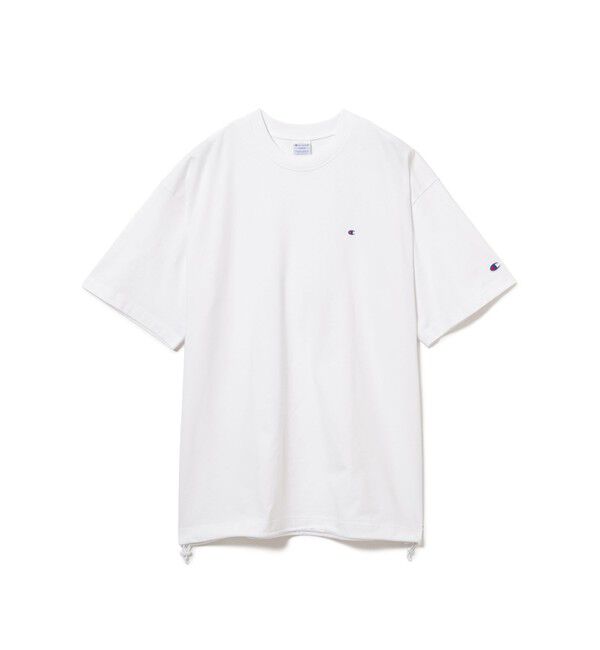 BEAMS「BEAMS｜【別注】Champion / Fake In T-Shirt｜オーバーサイズ｜チビロゴ｜ドライな着心地」|Tシャツ・カットソー|WHITE