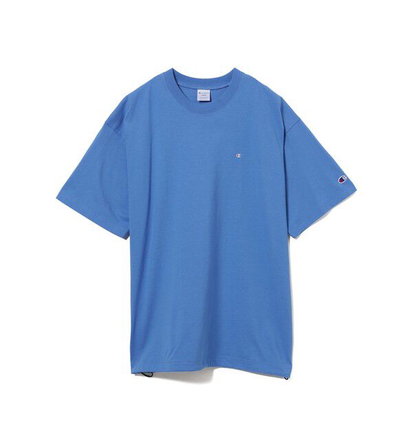 BEAMS「BEAMS｜【別注】Champion / Fake In T-Shirt｜オーバーサイズ｜チビロゴ｜ドライな着心地」|Tシャツ・カットソー|BLUE