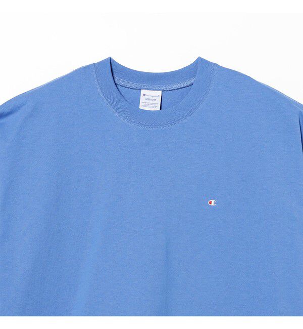 BEAMS「BEAMS｜【別注】Champion / Fake In T-Shirt｜オーバーサイズ｜チビロゴ｜ドライな着心地」|Tシャツ・カットソー|