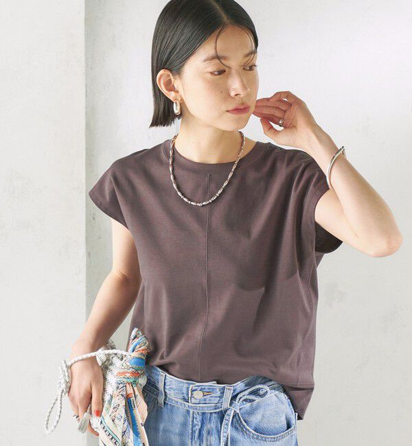 SHIPS for women「〈接触冷感/吸水速乾/洗濯機可能〉ハイゲージ ポンチ コクーン カットソー」|Tシャツ・カットソー|チャコールグレー