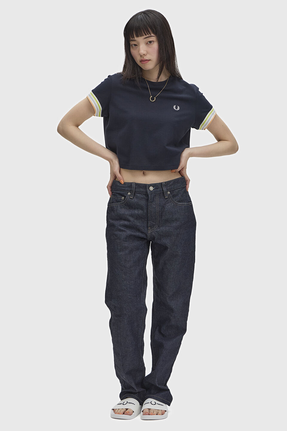 FRED PERRY 「Striped Cuff Pique T-Shirt／ストライプカフスピケTシャツ」|Tシャツ・カットソー|