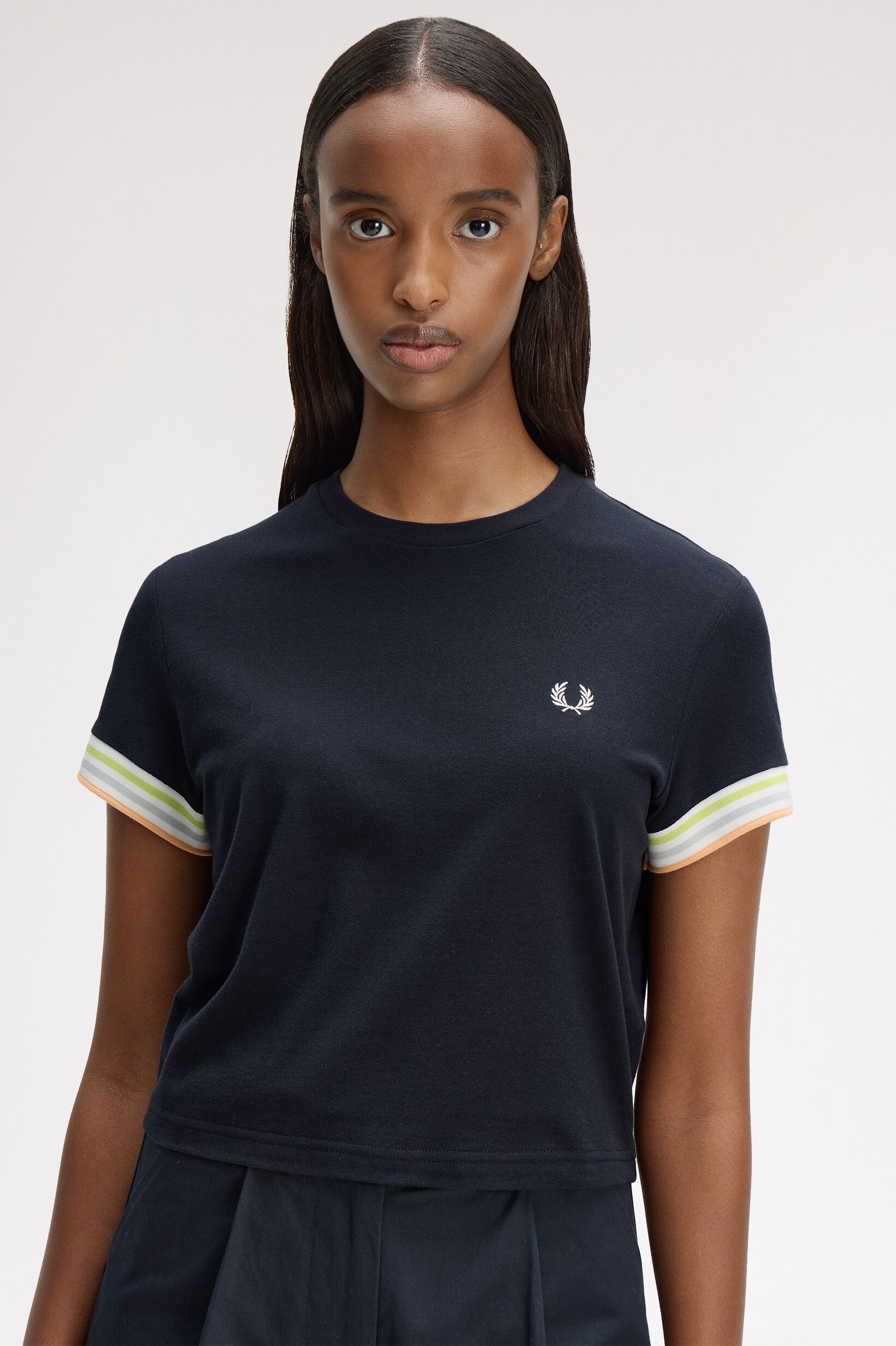 FRED PERRY 「Striped Cuff Pique T-Shirt／ストライプカフスピケTシャツ」|Tシャツ・カットソー|