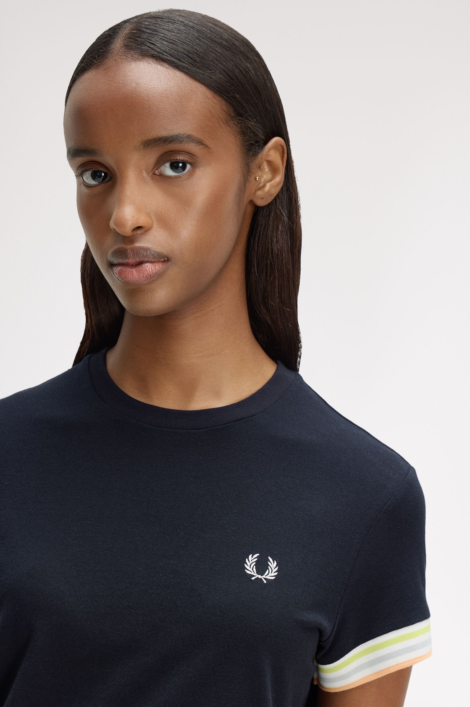 FRED PERRY 「Striped Cuff Pique T-Shirt／ストライプカフスピケTシャツ」|Tシャツ・カットソー|