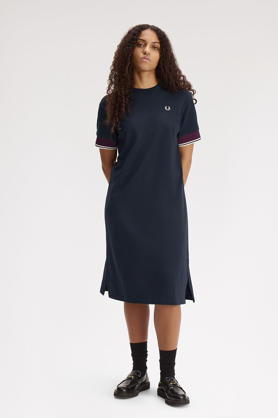 FRED PERRY 「Contrast Cuff Pique T-Shirt Dress／コントラストカフ鹿の子Tシャツワンピース」|ワンピース|
