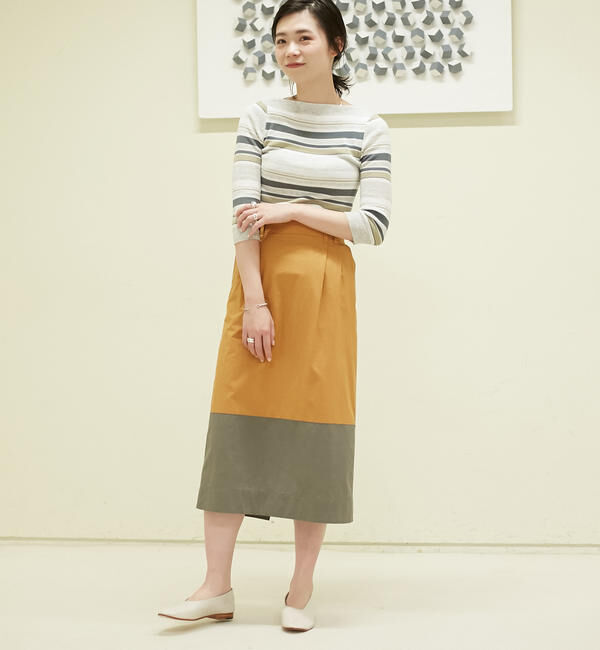 GALERIE VIE「コンパクトコットン Iラインイージースカート」|タイト|