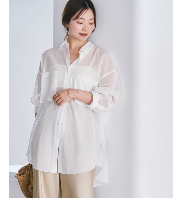 Plage「sheer cotton tunic シャツ」|シャツ・ブラウス|ホワイト