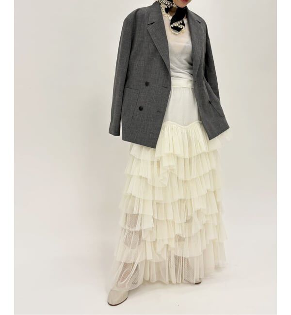 IENA LA BOUCLE「Venit/ヴェニット dot tulle スカート VEC-5609-A」|スカート|